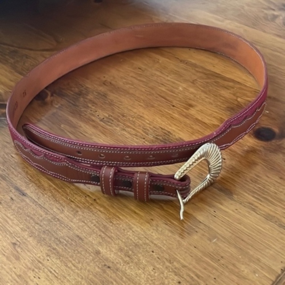 Vintage Red, Brown and Gold Leather Western Tony Lama Belt